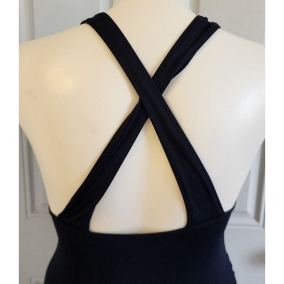 Michael Kors Women's Deep V Neck Criss-Cross Back One Piece Swimsuit Blue Sz 12 - Picture 7 of 12